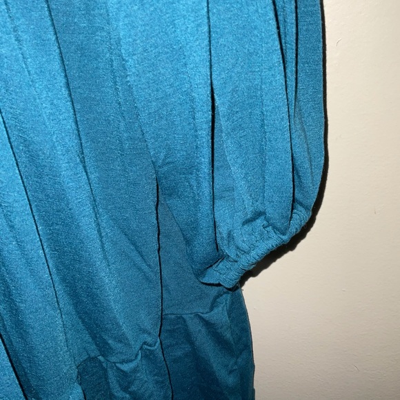 xFHQ 2XL Tunic Top Mini Dress Teal Long Sleeve Button Front Detail Scoop Neck - Picture 3 of 6